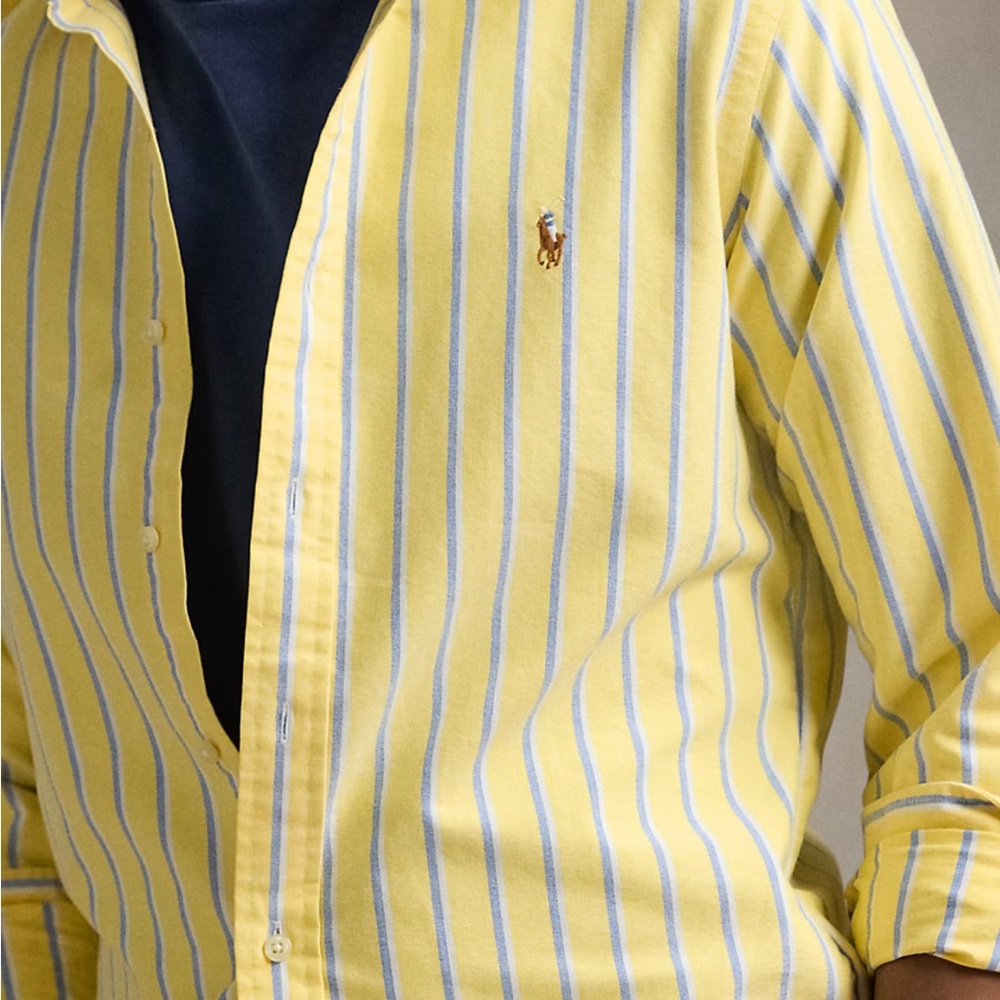 Ralph Lauren Yellow and Blue Classic Fit Button Down Shirt